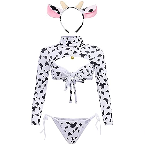 Sexy Cow Cosplay Lingerie Naughty Maid Costume Kawaii Anime Bikini Jap ...