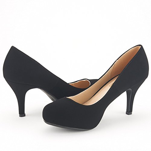 DREAM PAIRS Women's Round Toe Low Platform Stiletto Heels Dress