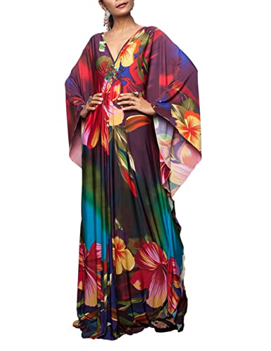 Bsubseach Plus Size Caftan Dresses for Women Swimsuit Cover Up Batwing Style Heist