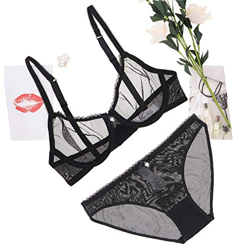 Varsbaby Women See-Through Lace Push Up Transparent Everyday Bra Lingerie  Sets