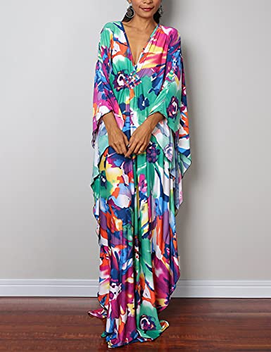 Bsubseach Plus Size Caftan Dresses for Women Swimsuit Cover Up Batwing Style Heist